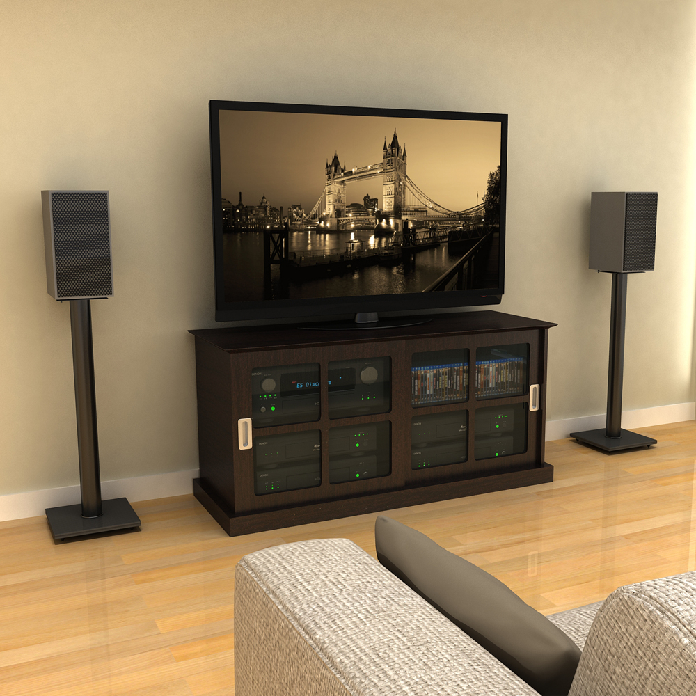 Adjustable Bookshelf Speaker Stand in Black