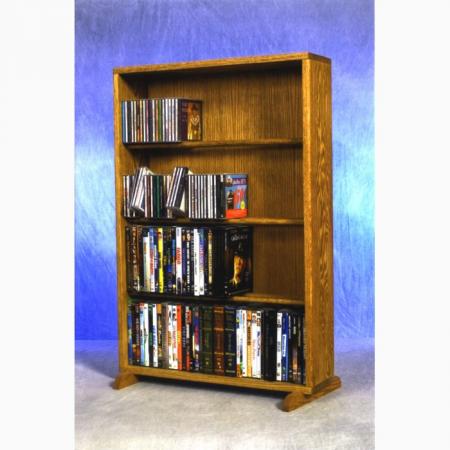 Solid Oak 4 Row Dowel CD/DVD Cabinet Tower