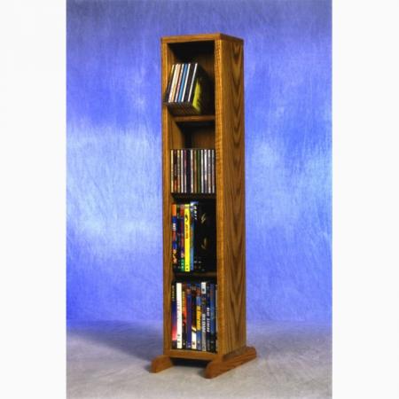 Solid Oak 4 Row Dowel CD/DVD Cabinet Tower