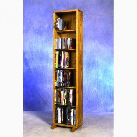 Solid Oak 6 Row Dowel CD/DVD Cabinet Tower