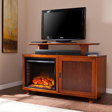 Hadley Media Fireplace - Walnut / Espresso
