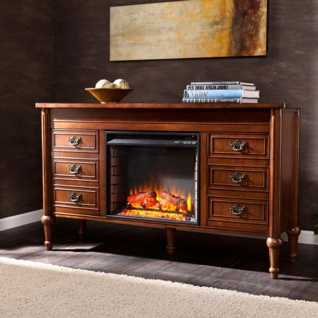 Haverford Electric Fireplace Console - Whiskey Maple