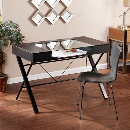 Rexton Desk - Black w/ Glass