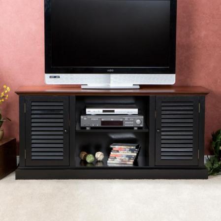 Antebellum Media Stand - Black W/ Walnut