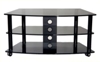 43 inch Tow-Tone design Black Tempered Glass and Silver Poles (Black)