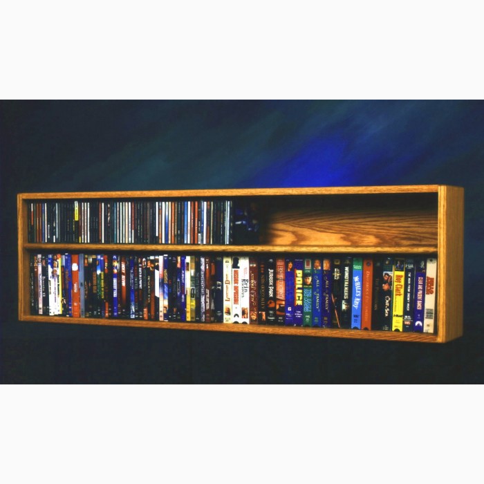 Solid Oak Shelf Mount For Cd And Dvd Vhs Tape Book Cabinet