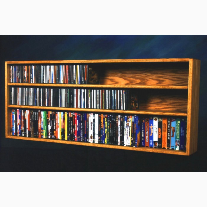 Solid Oak Shelf Mount For Cd And Dvd Vhs Tape Book Cabinet
