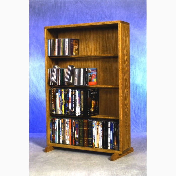 Solid Oak 4 Row Dowel Dvd Cabinet Tower