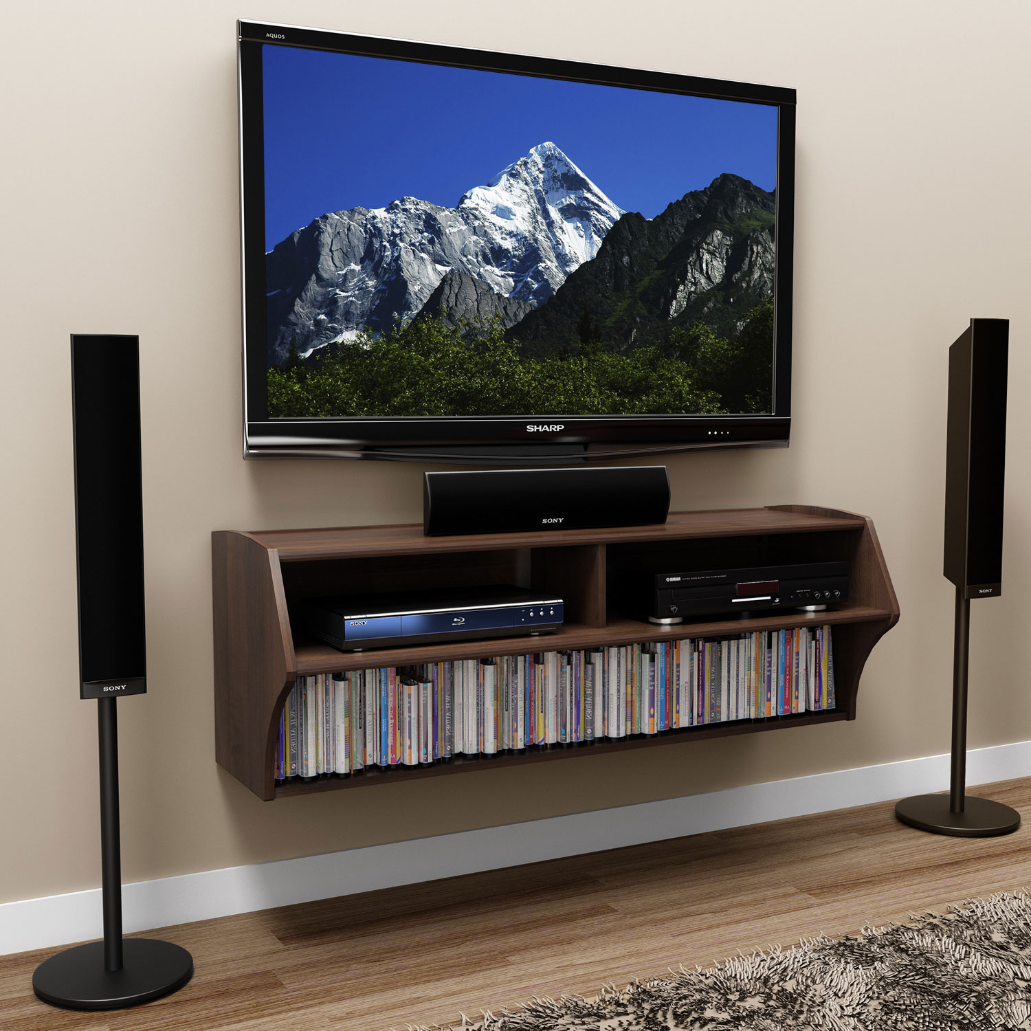 Espresso Altus Wall Mounted Audio Video Console