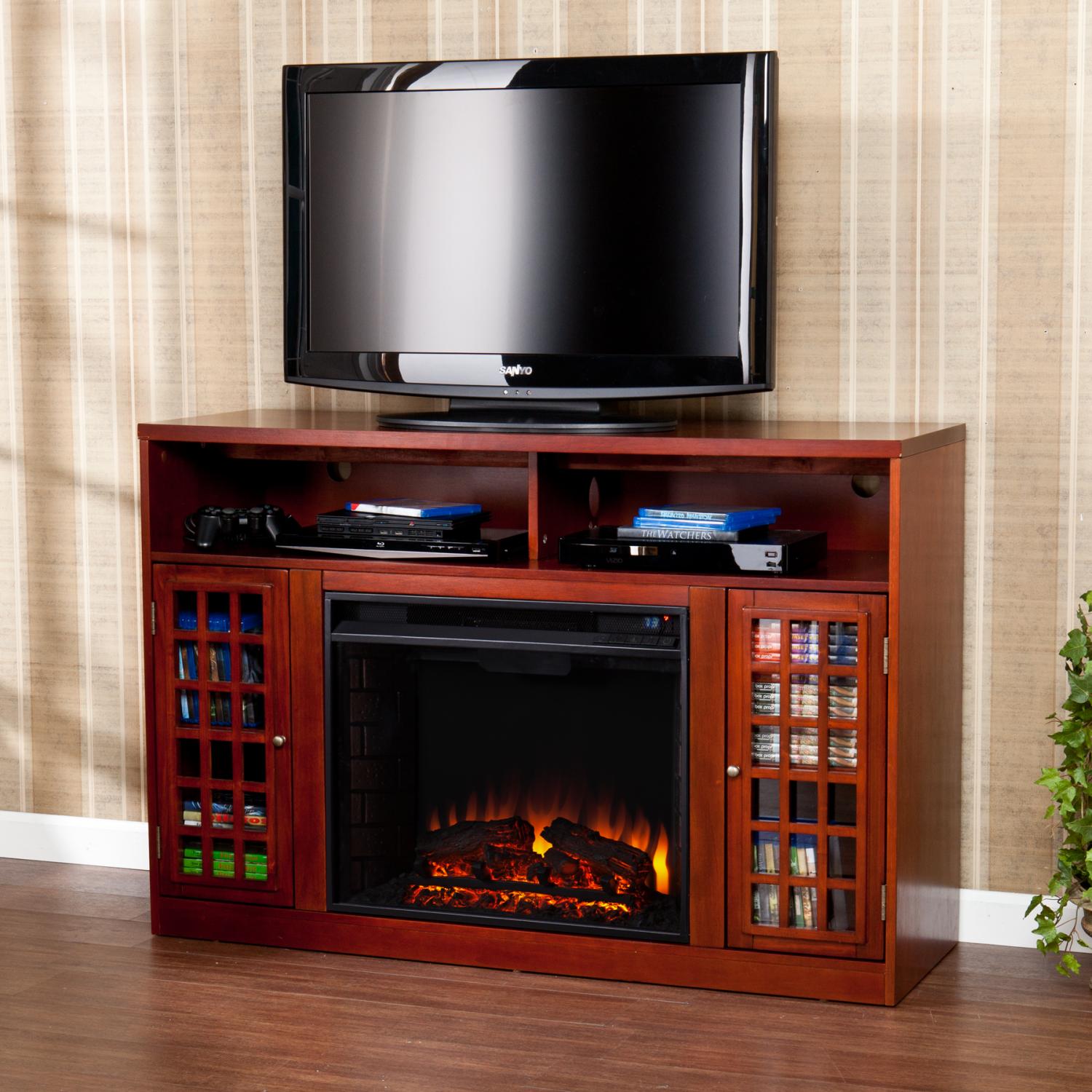 Narita Media Electric Fireplace - Mahogany Contemporary styling