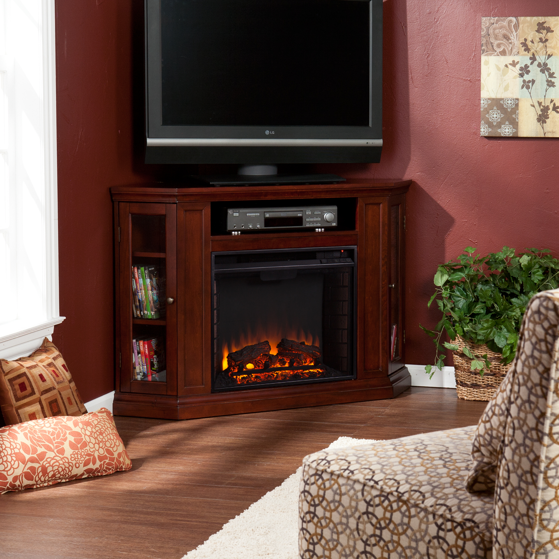 Claremont Convertible Media Electric Fireplace Cherry