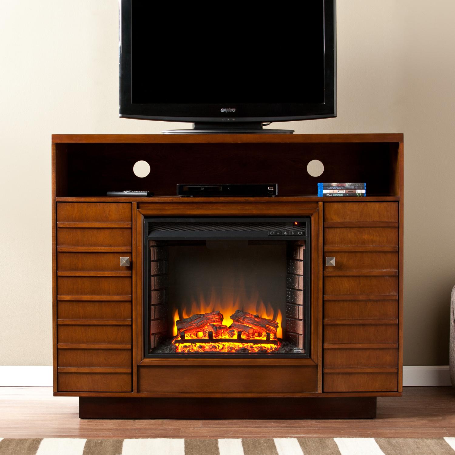 Lancaster Media Electric Fireplace - Dark Tobacco/Espresso Lancaster Media Electric Fireplace - Dark Tobacco/Espresso