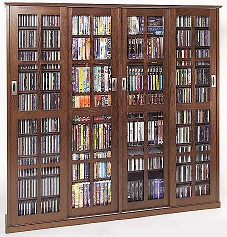 Leslie Dame MS-525 Wall Mounted Sliding Door Mission Style Media Storage Cabinet Oak 