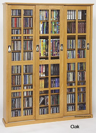Glass Sliding 3 Door Mission Media Cabinet With Hardwood Veneer