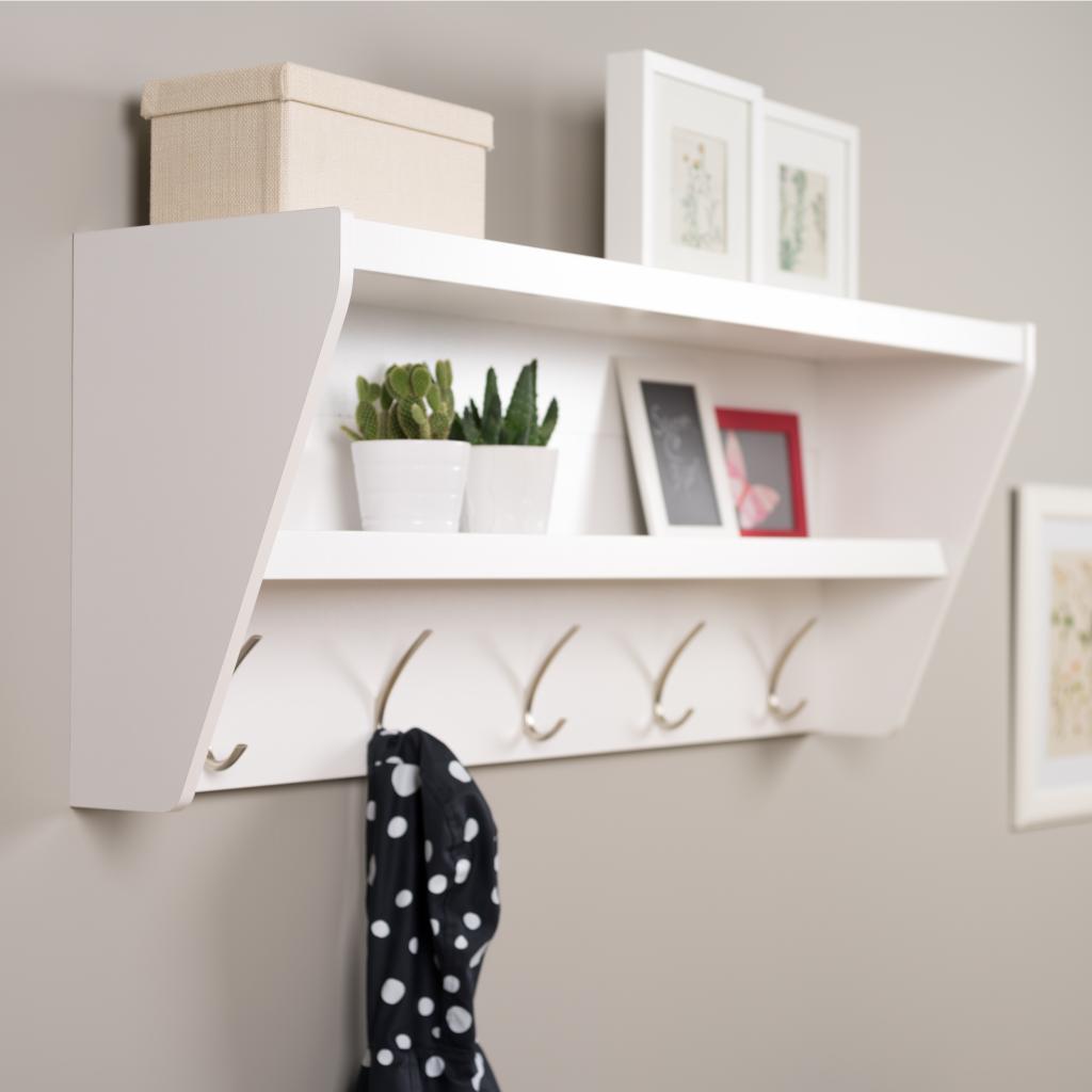 White Coat Rack With Storage Floating Entryway Shelf Coat Rack In White 6 White Coat Rack With Storage Floating Entryway Shelf Coat Rack In White 6