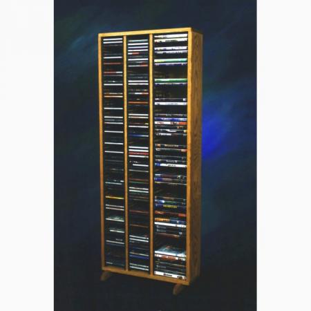 Solid Oak Tower For Cd'S And DVD'S (Individual Locking Slots)