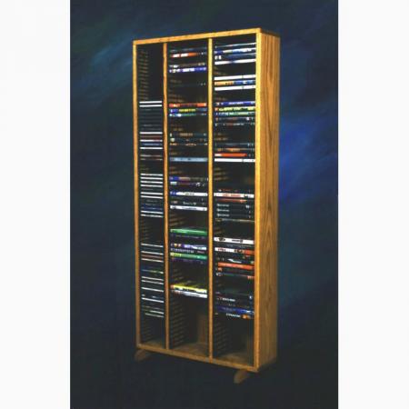 Solid Oak Tower For Cd'S And DVD'S (Individual Locking Slots)