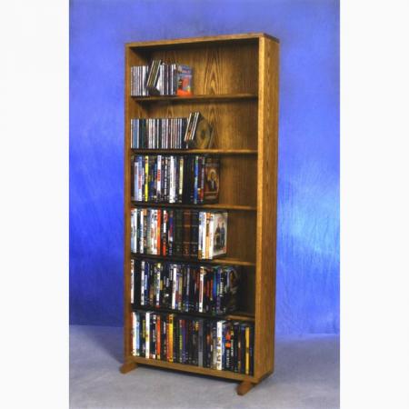 Solid Oak 6 Row Dowel DVD Cabinet Tower