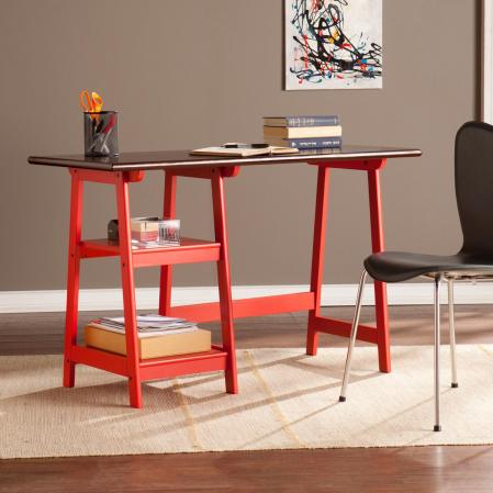Langston Desk - Red/Espresso